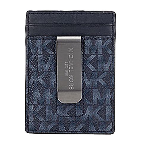 michael kors leather-inlay money clip blue one size|Michael kors money clip + FREE SHIPPING .